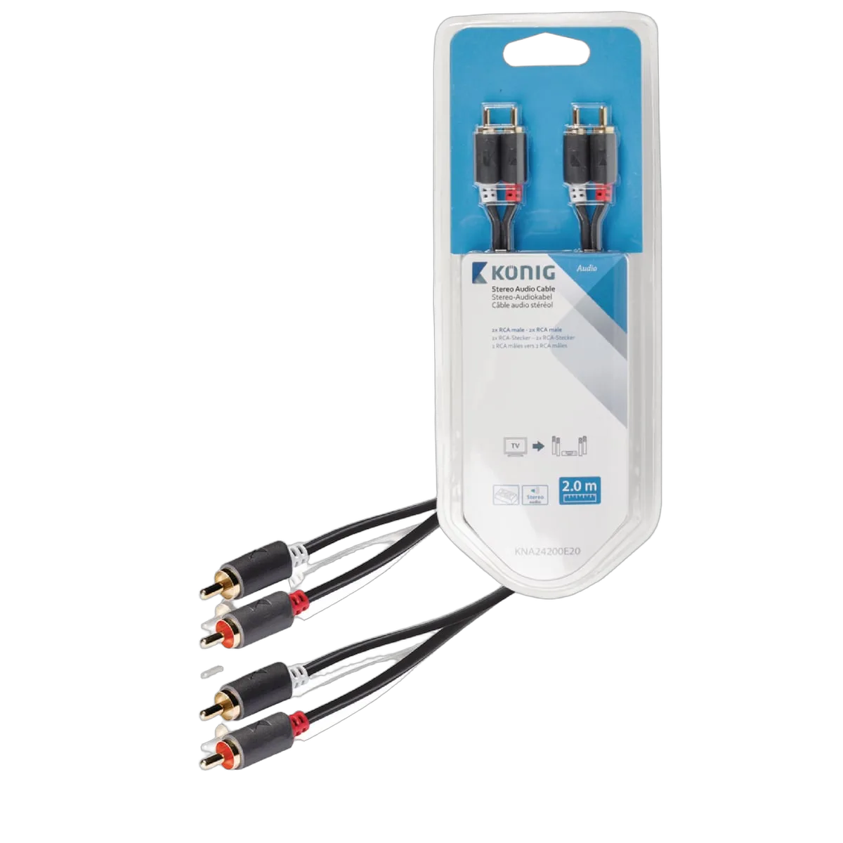 Câble audio 4xRCA mâle/mâle - 2m - Gris, vue 1