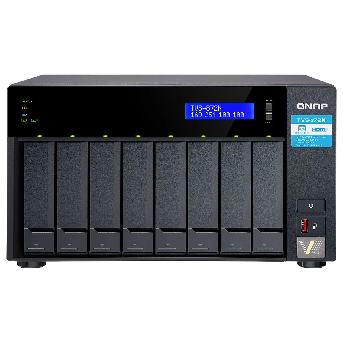 Qnap TVS-872N-i3-8G - 8 HDD, vue 1