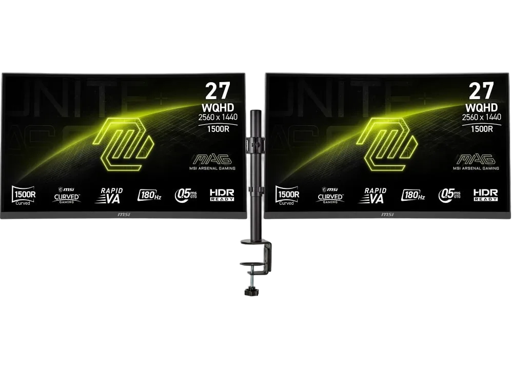 MSI 2 x MAG 275CQF E18 27" CURVE QHD 180Hz Fast-VA FreeSync + support double, vue 1