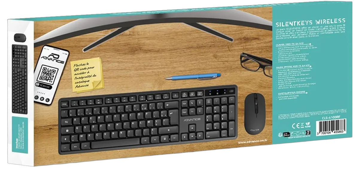 Advance SILENTKEYS WIRELESS PK CLAVIER + SOURIS CLS-4100RF, vue 2