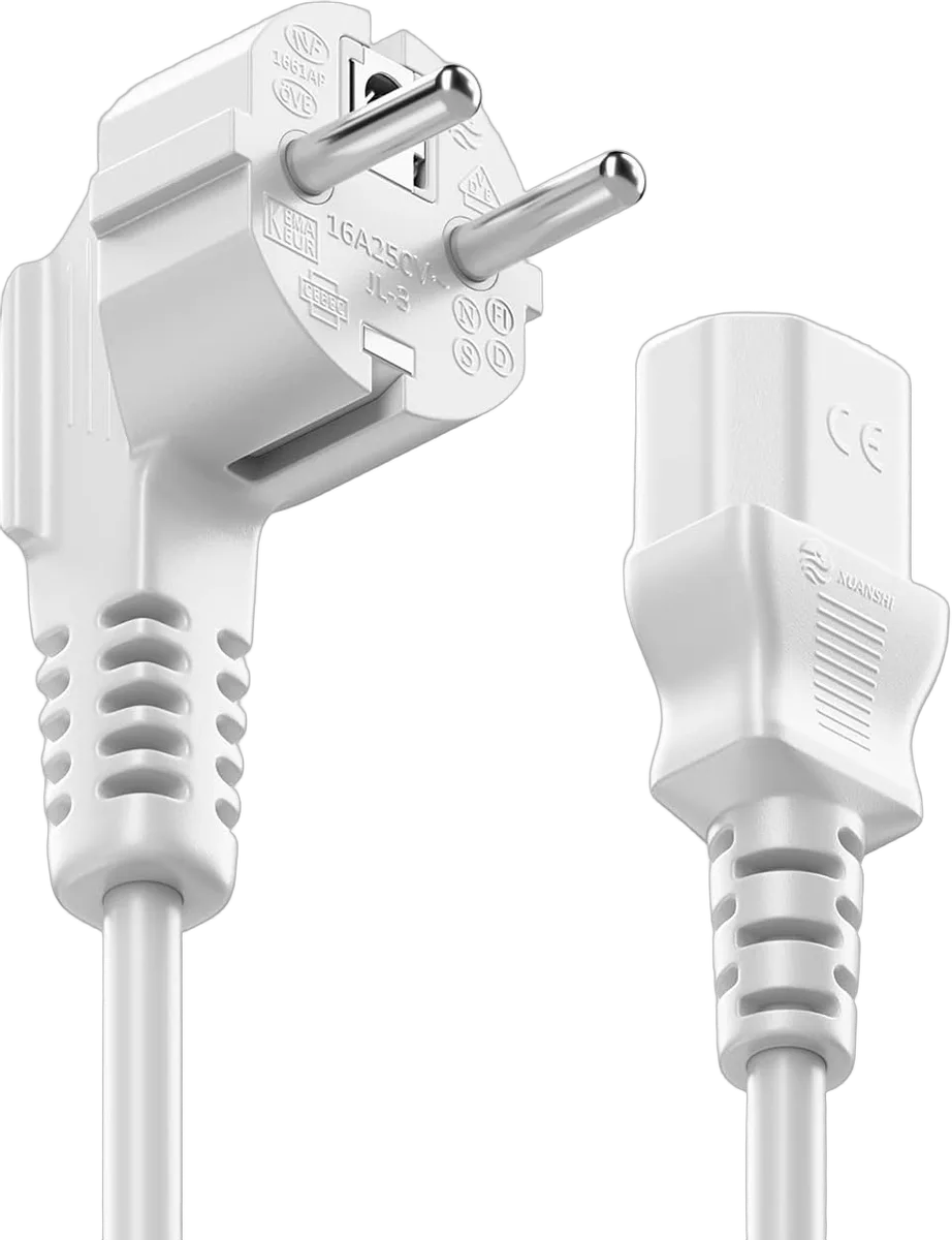 Compatible Câble d'alimentation (CEE 7 vers C13) - 2m Blanc, vue 3