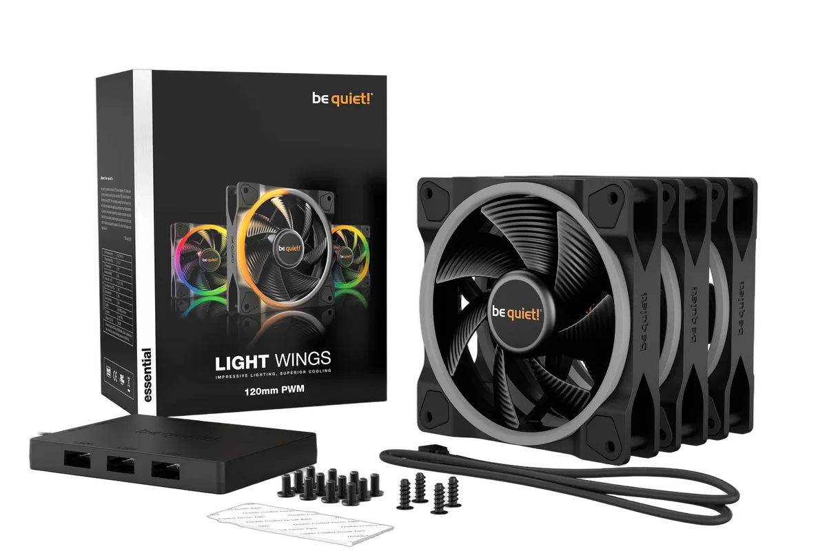 be quiet! Pack de 3 Light Wings 120mm PWM ARGB, vue 2