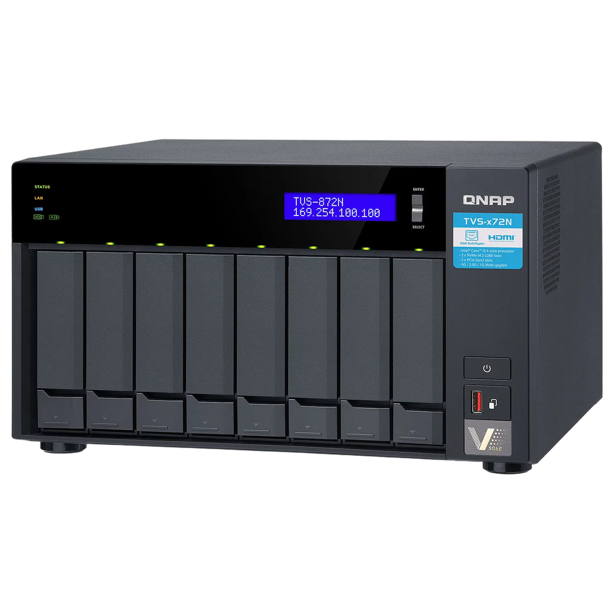 Qnap TVS-872N-i3-8G - 8 HDD, vue 3