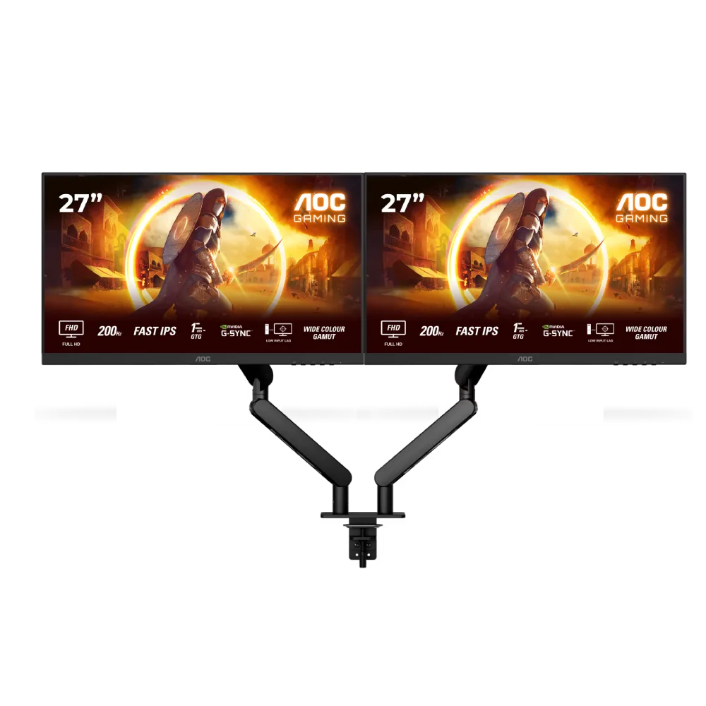 AOC 2 x 27G4HRE 27" FHD 200Hz Fast-IPS 1ms G-Sync + Double bras articulés, vue 1