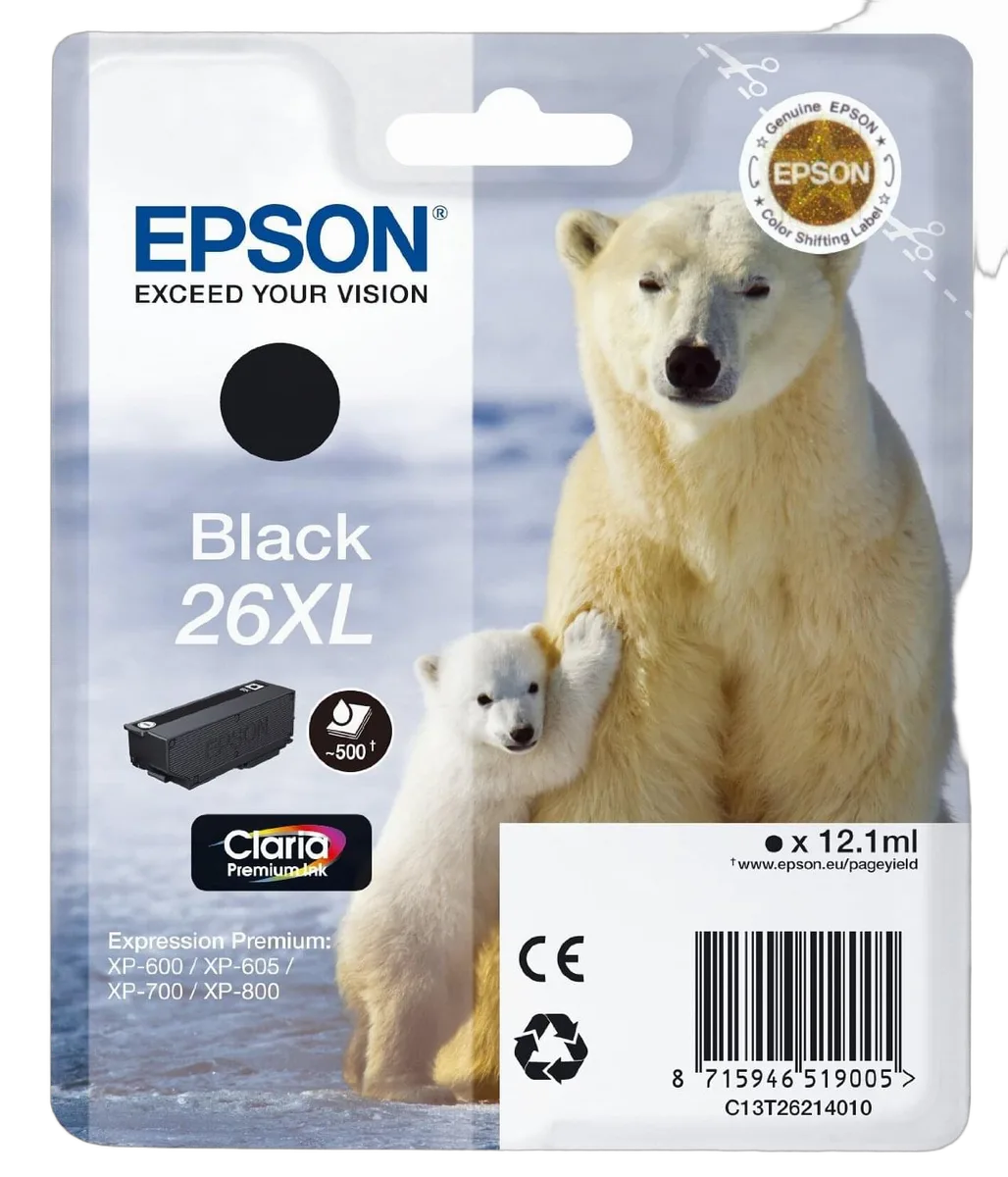 Epson Cartouche d'encre Noir 26XL, vue 1
