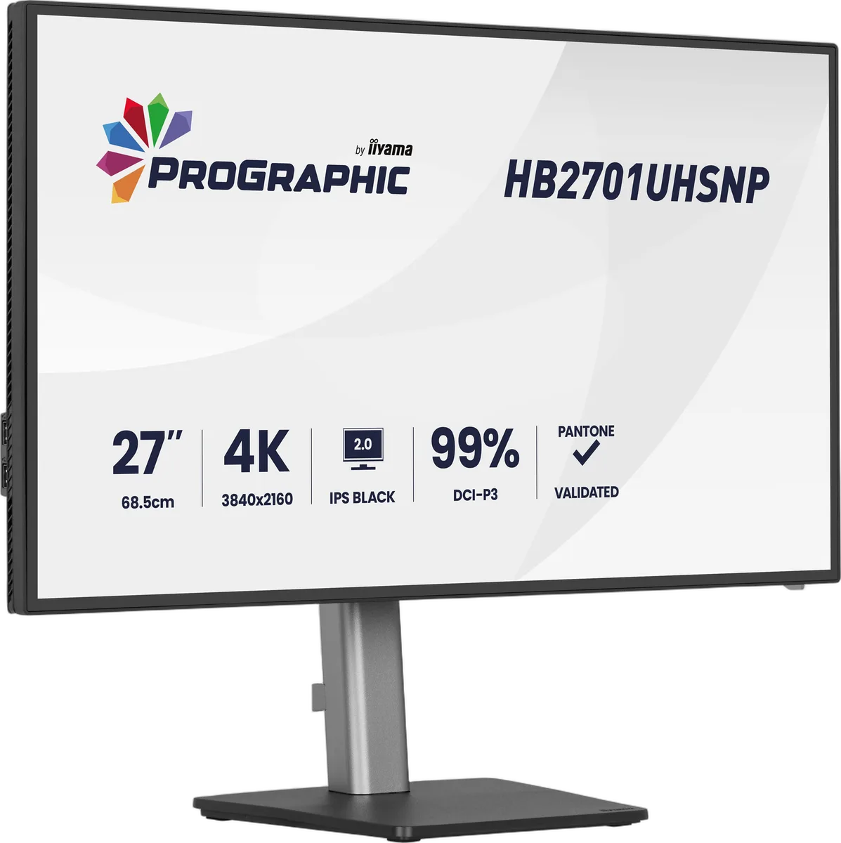 Iiyama ProGraphic - 27" 4K IPS Black 99% DCI P3 USB-C Dock Certifié Pantone, vue 3