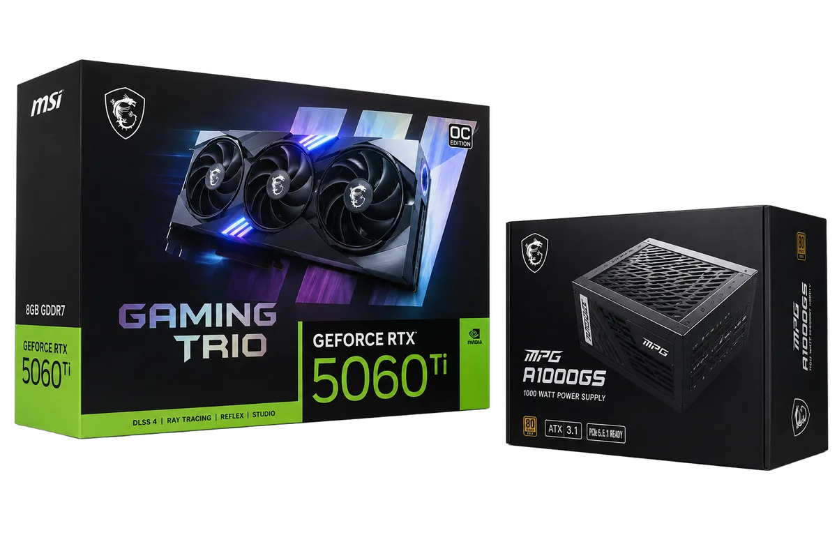 MSI Carte vidéo RTX 5060 Ti 16GB GDDR7 OC Edition + Alimentation MPG A1000GS, vue 1