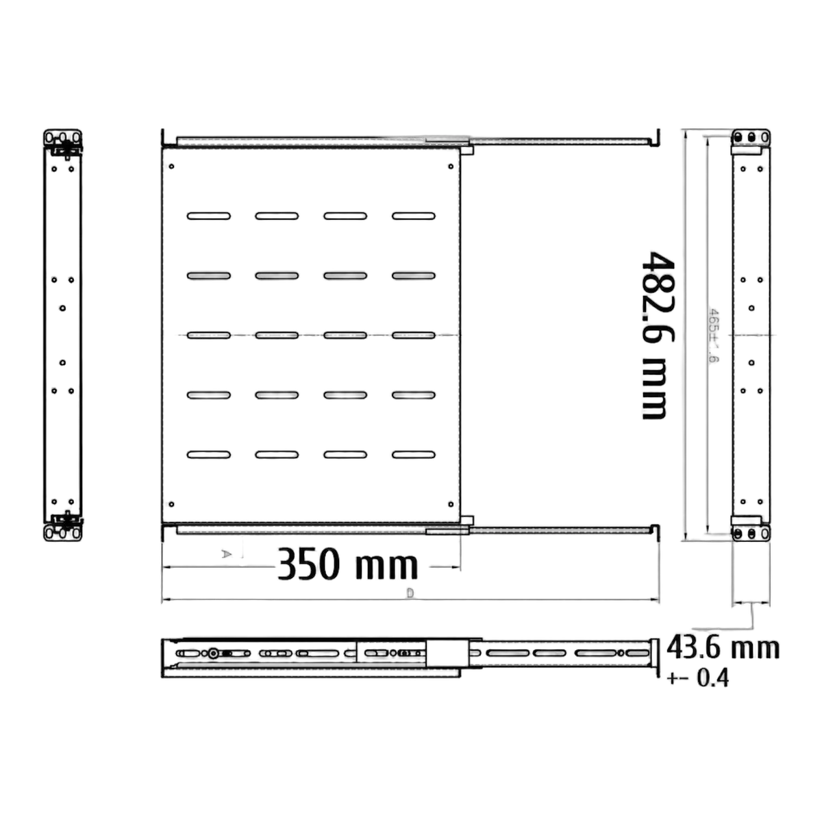 Kimex International Etagère coulissante 19" 1U - Rack & Baie, vue 2