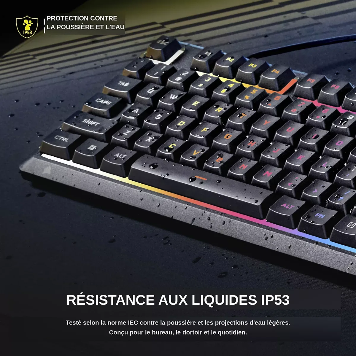 Corsair Skiff 100 Plus - Membrane - Filaire - RGB - Noir, vue 7