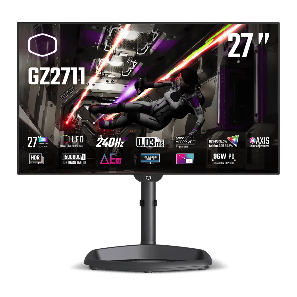 Cooler Master TEMPEST GZ2711 - 27" QHD OLED 240Hz 0.03ms HDR USB-C FreeSync Premium, vue 1