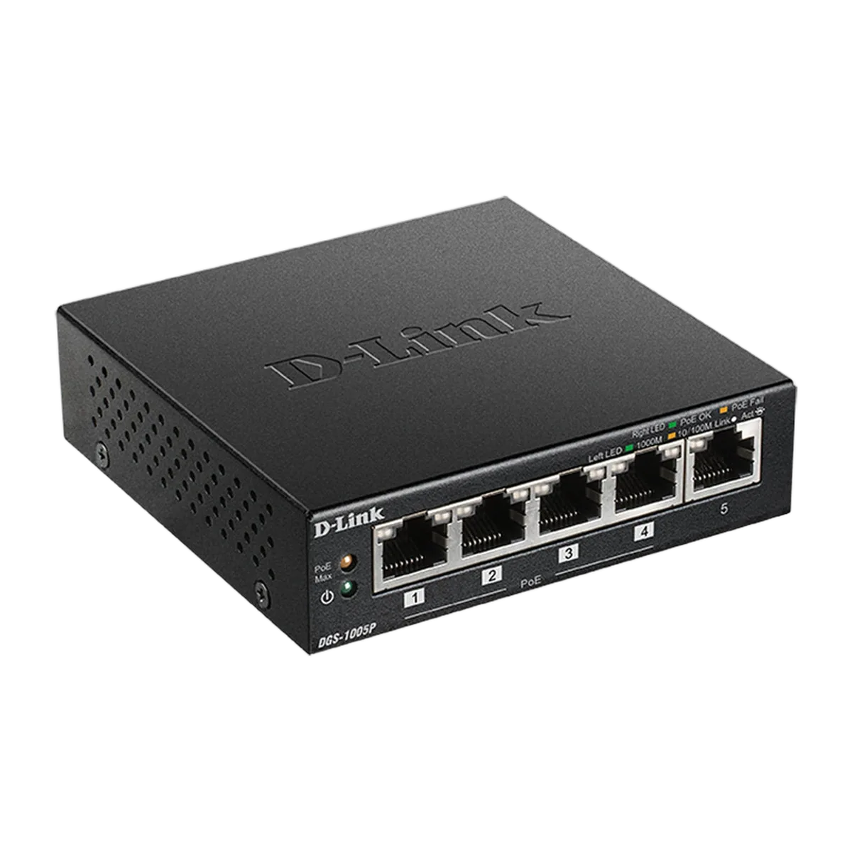 D-Link 5 Ports 10/100/1000Mbps DGS-1005P (4 POE), vue 3