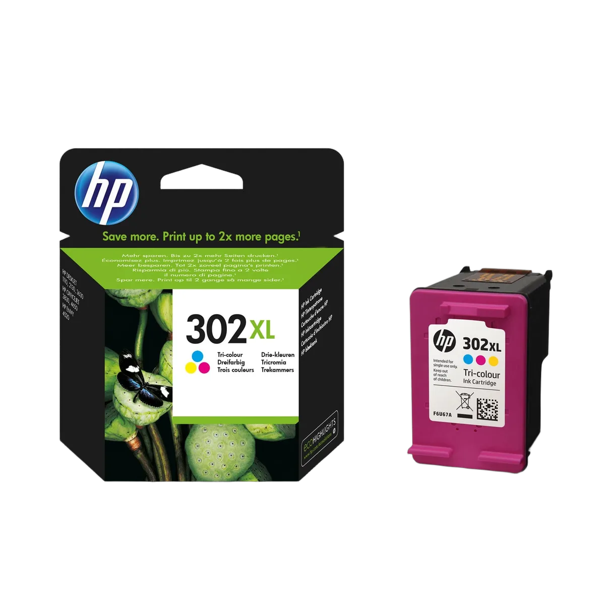HP Cartouche d'encre Couleurs 302XL - F6U67AE, vue 1