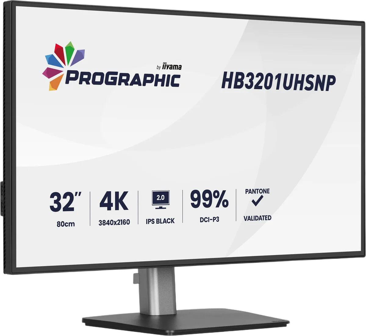 Iiyama ProGraphic - 32" 4K IPS Black 99% DCI P3 USB-C Dock Certifié Pantone, vue 3