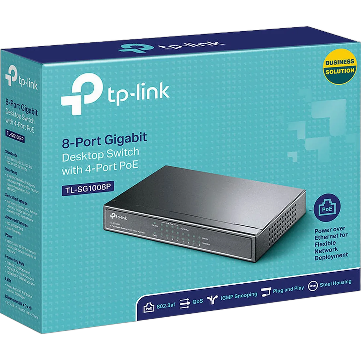 TP-Link 8 Ports 10/100/1000Mbps TL-SG1008P (4 POE), vue 2