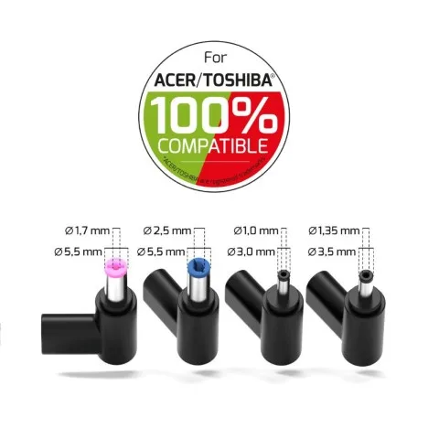 Port Alimentation secteur GaN 100W pour Acer/Toshiba - 4 embouts, vue 2
