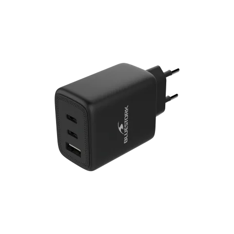 Bluestork Chargeur 65W PD - 3 ports + Câble USB-C 2m - Noir