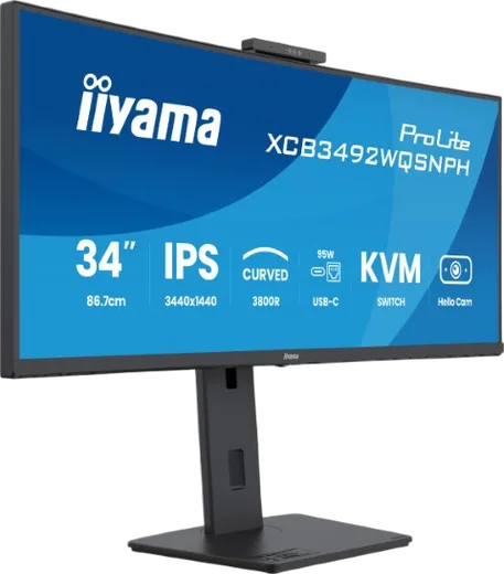 Iiyama Prolite XCB3492WQSNPH-B1 - 34" CURVE UWQHD 100Hz Webcam USB-C Dock KVM LAN