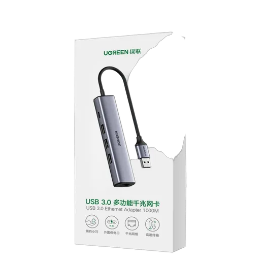 UGREEN 5 ports USB 3.0 vers RJ45 + 3xUSB 3.0 + USB-C - Gris