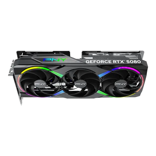 PNY RTX 5080 16GB ARGB Overclocked Triple Fan, vue 7