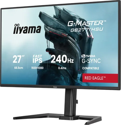 Iiyama GB2771HSU-B1 - 27" FHD 240Hz Fast IPS BlackTuner 0.4ms Pivot G-Sync, vue 3