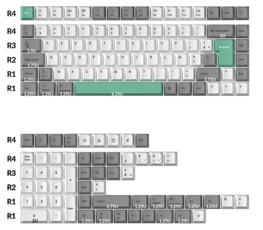 Keychron Set de touches - White Mint - Complet/ISO-FR/PBT, vue 3