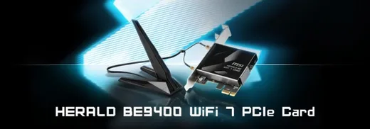 MSI Herald BE9400 WiFi 7 Carte PCIe, vue 6