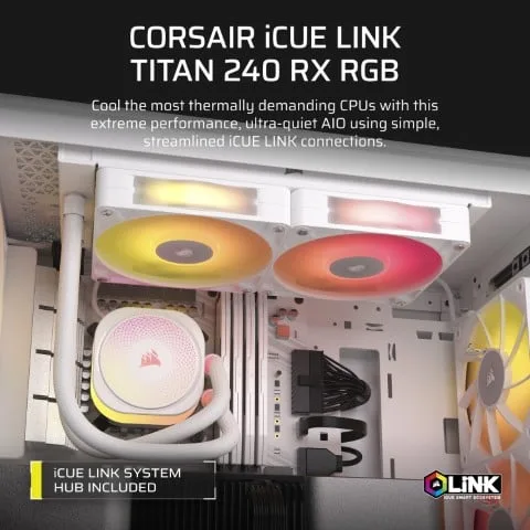 Corsair iCUE LINK TITAN 240 RX RGB Blanc AIO/240mm, vue 5