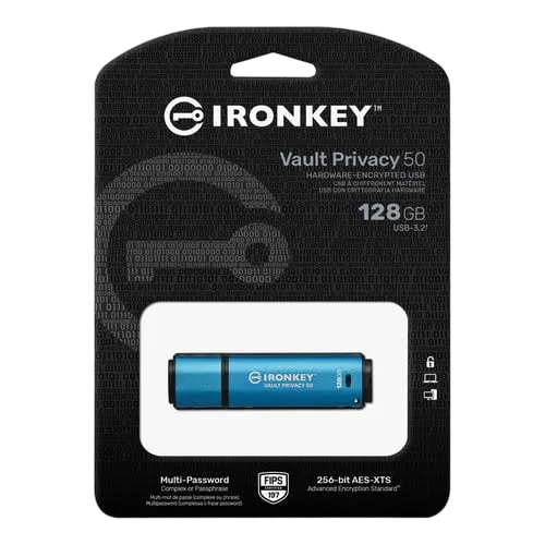 Kingston Clé 128Go USB 3.2 IronKey Vault Privacy 50, vue 3