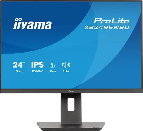 Iiyama Prolite XB2495WSU-B1 - 24.1" FHD+ 100Hz IPS 4ms Pivot HDMI DisplayPort, vue 2