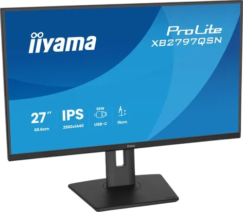 Iiyama Prolite XB2797QSN-B1 - 27" QHD 75Hz IPS Pivot USB-C 65W, vue 4