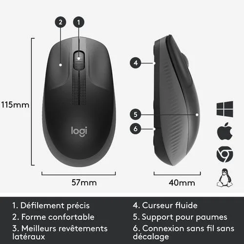 Logitech M190 - Sans-Fil - Gris Charbon, vue 8