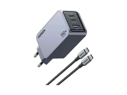 UGREEN Chargeur secteur 100W 3 ports + Câble USB-C - 1,5m