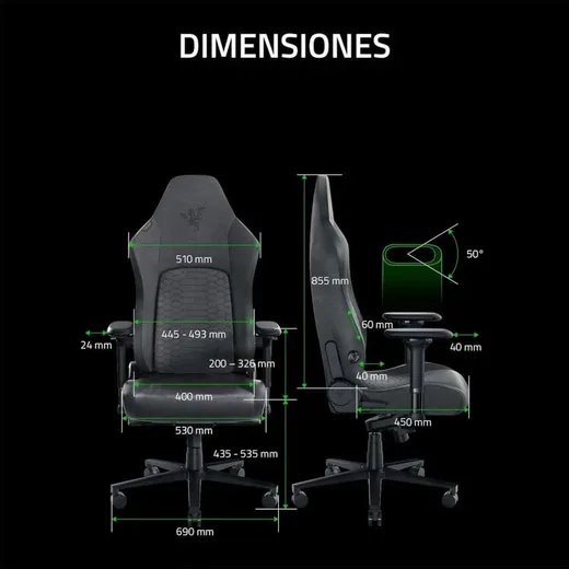 Razer Iskur V2 NewGen - Quartz, vue 3