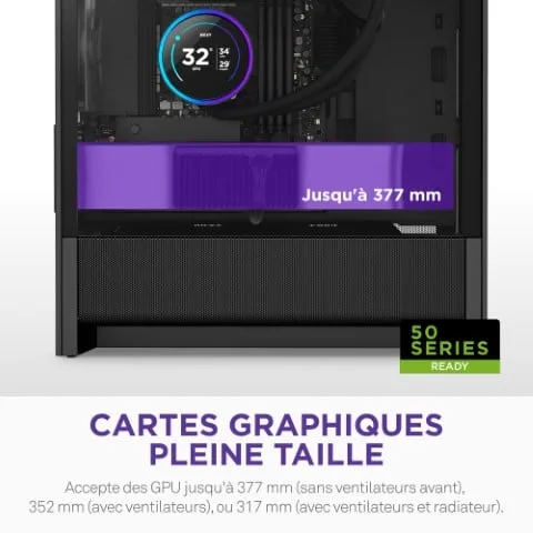 NZXT H3 Flow Noir - MT/Sans Alim/mATX, vue 3