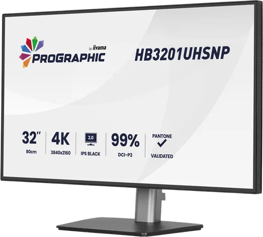 Iiyama ProGraphic - 32" 4K IPS Black 99% DCI P3 USB-C Dock Certifié Pantone