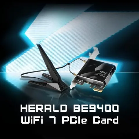 MSI Herald BE9400 WiFi 7 Carte PCIe, vue 4