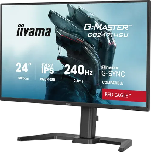 Iiyama GB2471HSU-B1 - 23.8" FHD 240Hz Fast-IPS 0.3ms USB-C G-SYNC, vue 3