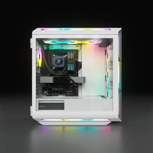 Corsair iCUE 5000T Midi-Tower, RGB, Tempered Glass - weiÃŸ, vue 3