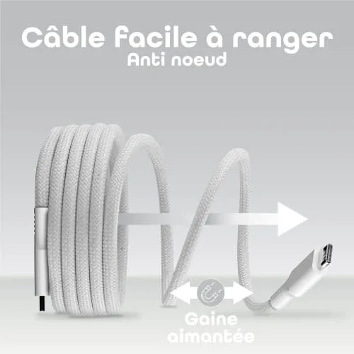 T'nB Câble USB-C vers USB-C - 1,5m - Blanc, vue 3