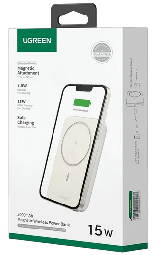 UGREEN Magnétique externe sans fil - 5000mAh - USB-C - 15W - Beige