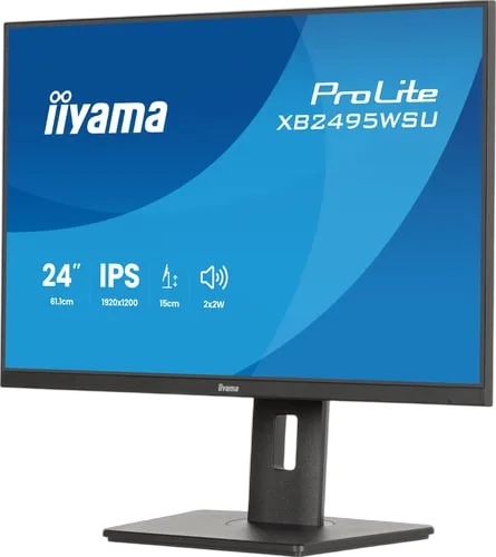 Iiyama Prolite XB2495WSU-B1 - 24.1" FHD+ 100Hz IPS 4ms Pivot HDMI DisplayPort, vue 5