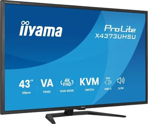 Iiyama X4373UHSU-B2 - 43" 4K/60Hz ou FHD 120Hz VA 3ms USB-C KVM