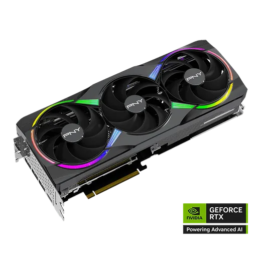 PNY RTX 5080 16GB ARGB Overclocked Triple Fan, vue 2