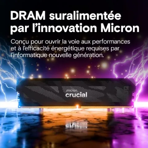 Crucial Pro OC 32Go (2x16Go DDR5 6400 PC51200) Noir, vue 6