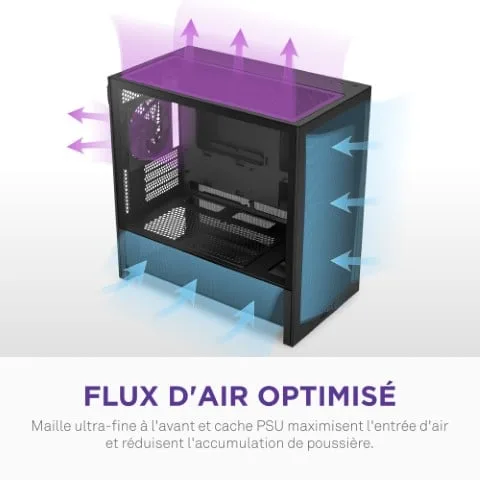 NZXT H3 Flow Noir - MT/Sans Alim/mATX, vue 10