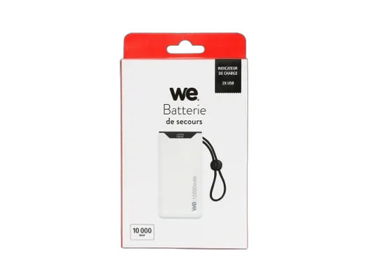 WE Externe 18W 10 000 mAh 2 ports USB A/USB C Blanc, vue 3