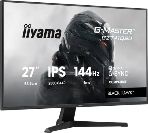 Iiyama G-Master G2741QSU-B1 - 27" QHD 144Hz IPS 1ms Adaptive Sync G-Sync
