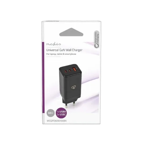 Nedis Chargeur GaN Power Delivery 65W - 3 ports - Noir, vue 6
