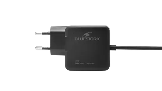 Bluestork Chargeur GaN/Power Delivery USB-C - 65W - 1,5m - Noir