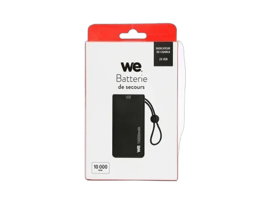 WE Batterie Externe 18W 10 000 mAh 2 ports USB A/USB C Noir, vue 3
